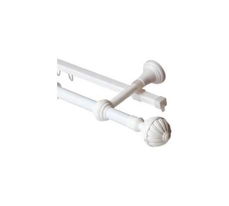 Двухрядный круглый карниз Волшебная палочка Византия металл, диаметр 20 мм, 3.0 м белый УТ000071409