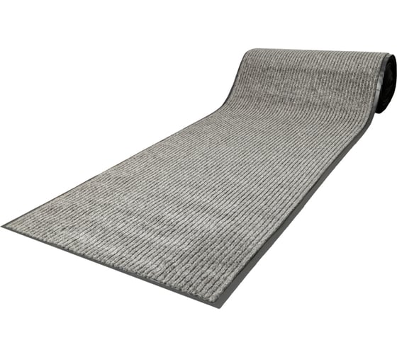 Влаговпитывающий ворсовый ребристый коврик-дорожка OfficeClean 90х1500 см, серый 320245 1
