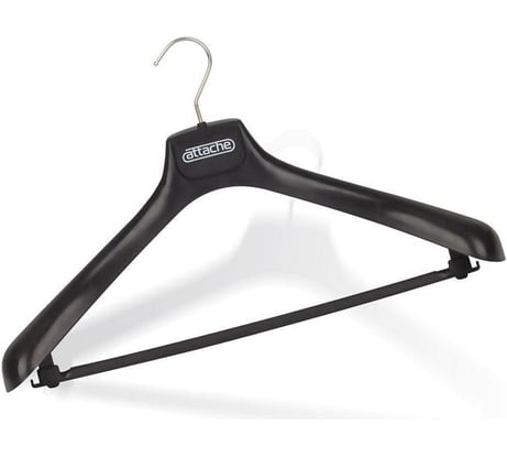 Пластмассовая вешалка-плечики Attache с перекладиной черная, размер 52-54 49914