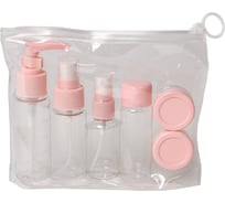 Дорожный набор для косметических средств HOMSU (4+2 емкости), розовый HOM-1049