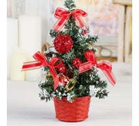 Декоративная ёлка Зимнее волшебство 20 см, красная, снег 717967