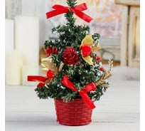 Декоративная ёлка Зимнее волшебство 20 см, красные банты 819239