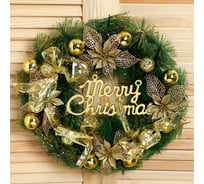 Новогодний венок Зимнее волшебство d-40 см, Золотые бантики 5036614
