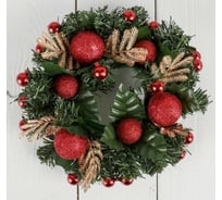 Новогодний венок Зимнее волшебство d-20 см, Красные шарики 1400106