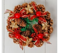 Новогодний венок Зимнее волшебство d-23 см, Ягодки и шишки 826101