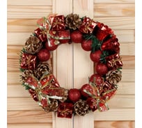 Новогодний венок Зимнее волшебство d-22 см, Красные шарики, колокольчики, подарки 2372214