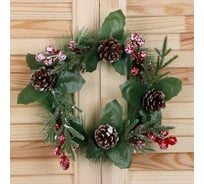 Новогодний венок Зимнее волшебство d-18 см, Глория, шишки и ягодки 6938883