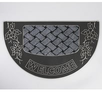 Полукруглый придверный коврик Доляна Welcome цветы 45х75 см, цвет серебряный 4684398