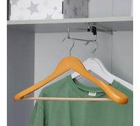 Вешалка для верхней одежды Доляна с перекладиной, широкие плечики 45х23 см, дерево светлое 565881