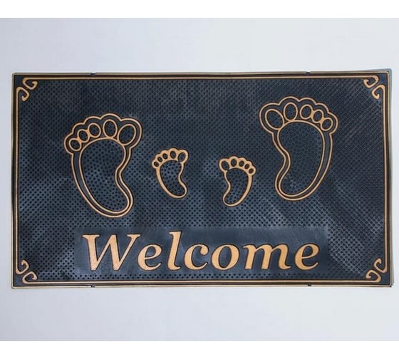 Прямоугольный придверный коврик Доляна Welcome следы 40х70 см 5145085 1