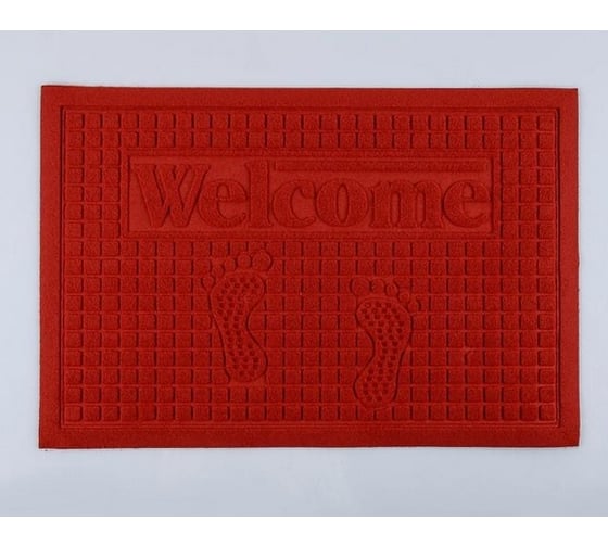 Придверный коврик Доляна Следочки Welcome 40х60 см, без окантовки, цвет микс 899813 1