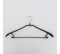 Антискользящая вешалка Доляна широкие плечики 45х21 см металл ПВХ покрытие, черный 1290715