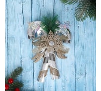 Новогоднее украшение Зимнее волшебство Рождественские леденцы с цветком 13х17 см, серебро 6938987