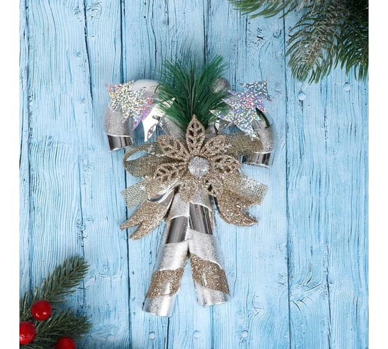 Новогоднее украшение Зимнее волшебство Рождественские леденцы с цветком 13х17 см, серебро 6938987 1