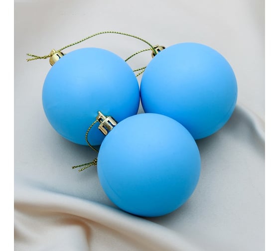 Набор пластиковых шаров Зимнее волшебство d-5, 5 см, 3 шт матовый голубой 4298871 1