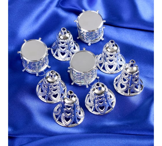 Набор украшений Зимнее волшебство Кружева пластик 9 шт серебро 4326226 1