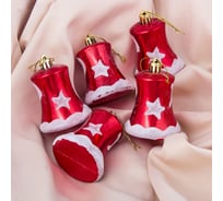 Ёлочное украшение Зимнее волшебство Колокольчики со звёздами 6 см красный 3562575