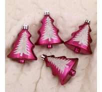 Ёлочное украшение Зимнее волшебство Двойная ёлочка 6х7 см фиолетовый 4942106