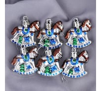 Ёлочное украшение Зимнее волшебство Лошадка-качалка 3,5х3 см серебро 4192774