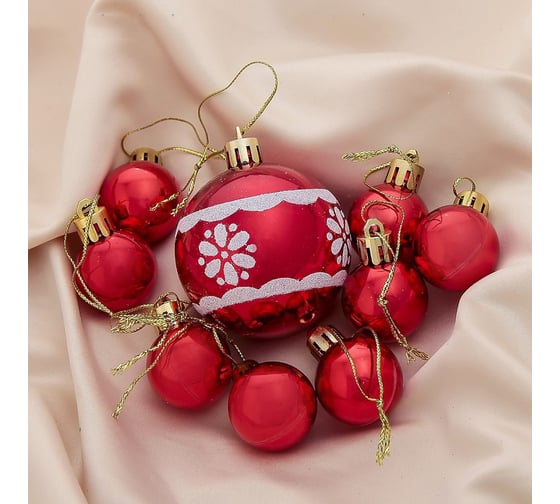 Набор пластиковых шаров Зимнее волшебство Цветочки 9 шт микс 1009511 1