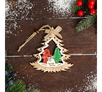 Ёлочное украшение Зимнее волшебство Ёлочка с бантиком и пожеланием 10,5х11 см, микс 6961515