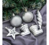 Набор украшений Зимнее волшебство Глянец с сапожками пластик 32 шт серебро 2122998