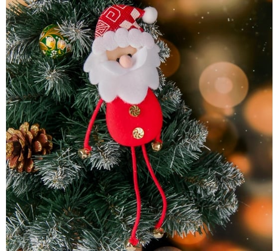 Мягкая подвеска Зимнее волшебство "Дед Мороз с пуговками - длинные ножки и ручки" 6х26 см, красный 3544139 1