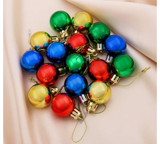 Набор шаров Зимнее волшебство, пластик, d-3 см, 16 шт., Глянец радужный микс 1009509 1