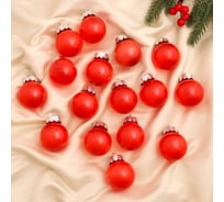 Набор шаров Зимнее волшебство, пластик, d-5 см, 16 шт., Фелиция ассорти красный 6536756