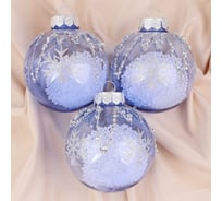 Набор шаров Зимнее волшебство, пластик, d-8 см, 3 шт., Ледяной сиреневый 6490373