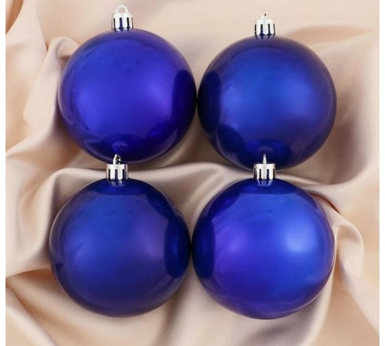 Набор шаров Зимнее волшебство, пластик, d-8 см, 4 шт., Глянец синий 1009333 1