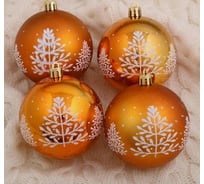 Набор шаров Зимнее волшебство, пластик, d-8 см, 6 шт., Царство снега - Елочка оранжевый 4942070