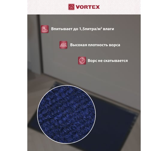 Влаговпитывающий ребристый коврик VORTEX TRIP 40x60 см, синий 24319
