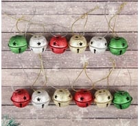 Бубенчики Сималенд набор 12 штук, размер 3х3 см, цвет серебряный, золотой, красный, зеленый 2277666