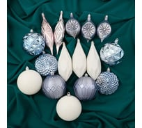 Набор украшений Зимнее волшебство Вереница пластик, 16 шт, сиренево-белый 4942052