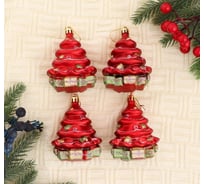 Елочное украшение Зимнее волшебство Нарядная ёлочка 7х8 см, красный 4941874