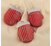 Елочное украшение Зимнее волшебство Варежка 8 см, красный 1116478