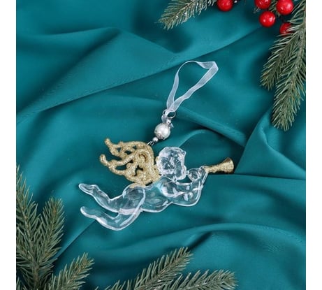 Елочное украшение Зимнее волшебство Ангел с трубой блеск 14х8 см 6953972