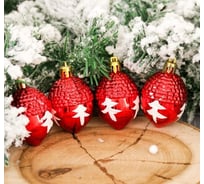 Елочное украшение Зимнее волшебство Желудь с рисунком 4.5 см, красный 2155323