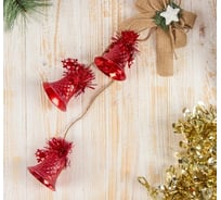 Новогоднее украшение Зимнее волшебство Колокольчики на бантике со звездой 36.5 см 3555367