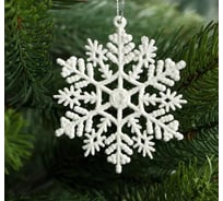 Елочное украшение Зимнее волшебство Белая снежинка d-7 см 2371292
