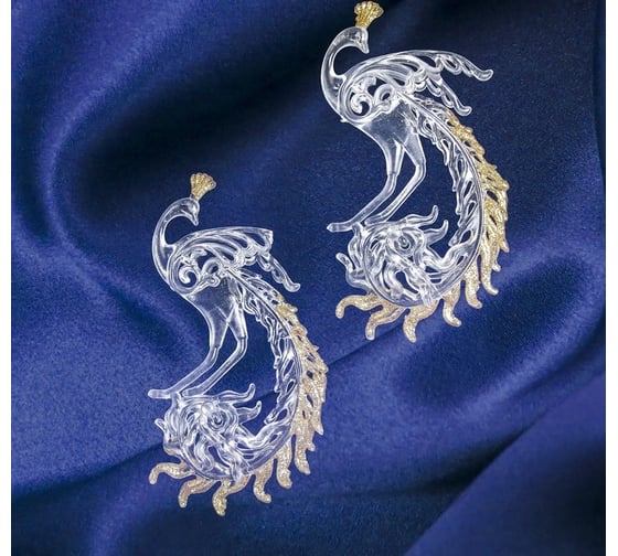 Елочное украшение Зимнее волшебство Жар-птица с золотинкой, 8х14.5 см 1400049 1