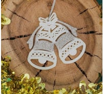 Елочное украшение Зимнее волшебство Колокольчики с бантом 9.5х8.5 см, белый 2371443