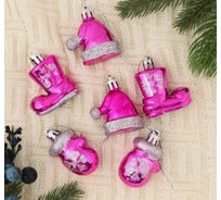 Набор украшений Зимнее волшебство Зимняя прогулка пластик, 6 шт, сиреневый 4962774