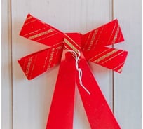 Елочное украшение Зимнее волшебство Бант полосатый 9х10 см, красный 2371266