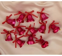 Елочное украшение Зимнее волшебство Колокольчики с узором и бантиком 2 см, красный 543756