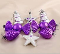 Набор украшений Зимнее волшебство Терентия пластик, 19 шт, серебристо-фиолетовый 4192512