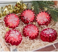 Елочное украшение Зимнее волшебство Печенье со снежинкой 4х5 см, красный 3575996