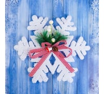Елочное украшение Зимнее волшебство Снежинка с лентой d 25 см, белый 4322955