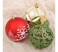 Набор шаров Зимнее волшебство пластик, d-8 см, 6 шт., Рождественская песня 4942103